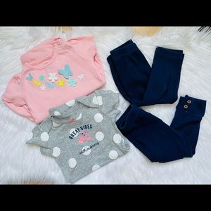 Carter’s 2 outfits. 4 pieces. 18 Months. Pink - Gray- Blue